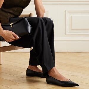 TOTEME Asymmetric Ballerina Leather Point-toe Flats